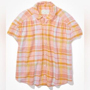 NWT! American Eagle Outfitters Oversized Resort Plaid Button-Up Shirt